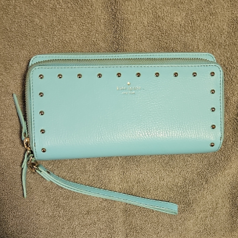 Kate Spade Aqua Studded Zip Wallet